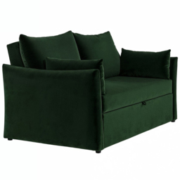 SOLACE+CO Skyler Bottle Green 2 Seater Velvet Sofa Bed - thumbnail 2