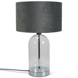 ValueLights Jessy Silver and Grey Velvet Shade Glass LED Table Lamp