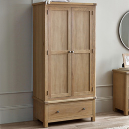 Julian Bowen Memphis 2 Door Single Drawer Limed Oak Wardrobe
