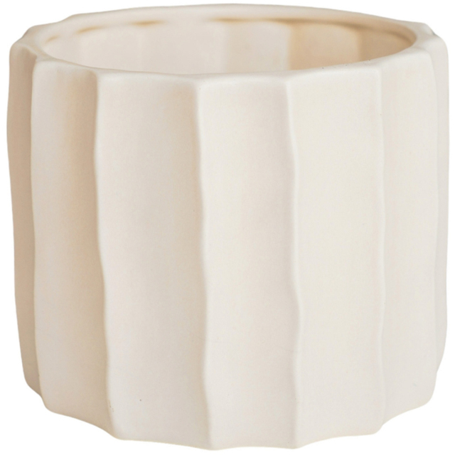 Ivyline Kew Cream Ceramic Organic Ripple Bone Matt Satin Glaze Indoor Planter 17cm - image 1