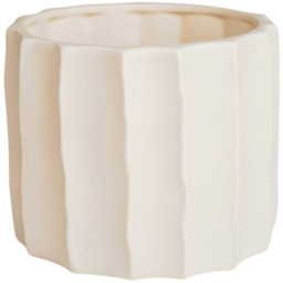 Ivyline Kew Cream Ceramic Organic Ripple Bone Matt Satin Glaze Indoor Planter 17cm - thumbnail 1