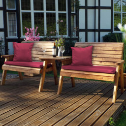 Charles Taylor 4 Seater Straight Bench Set with Red Cushions - thumbnail 1