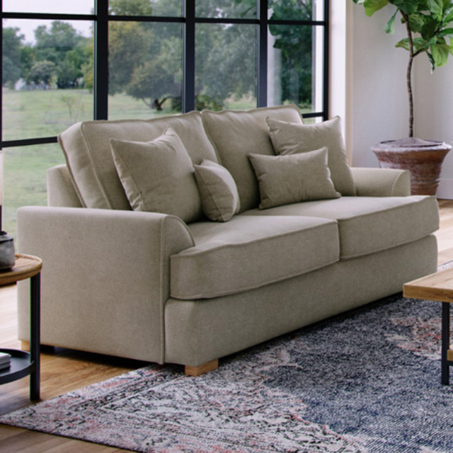 Alba City 2 Seater Stone Fabric Sofa - image 1