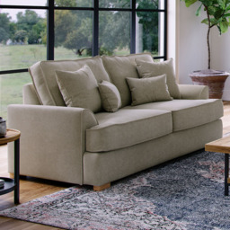 Alba City 2 Seater Stone Fabric Sofa