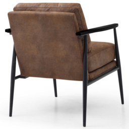 Bruce Cowboy Tan and Black PU Leather Armchair - thumbnail 4