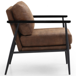 Bruce Cowboy Tan and Black PU Leather Armchair - thumbnail 3