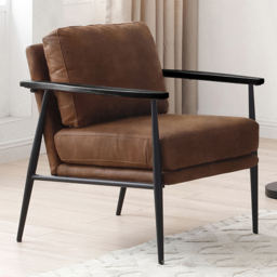 Bruce Cowboy Tan and Black PU Leather Armchair