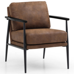 Bruce Cowboy Tan and Black PU Leather Armchair - thumbnail 2
