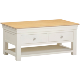 Seconique Bordeaux 2 Drawer Ivory and Oak Coffee Table - thumbnail 2