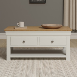 Seconique Bordeaux 2 Drawer Ivory and Oak Coffee Table
