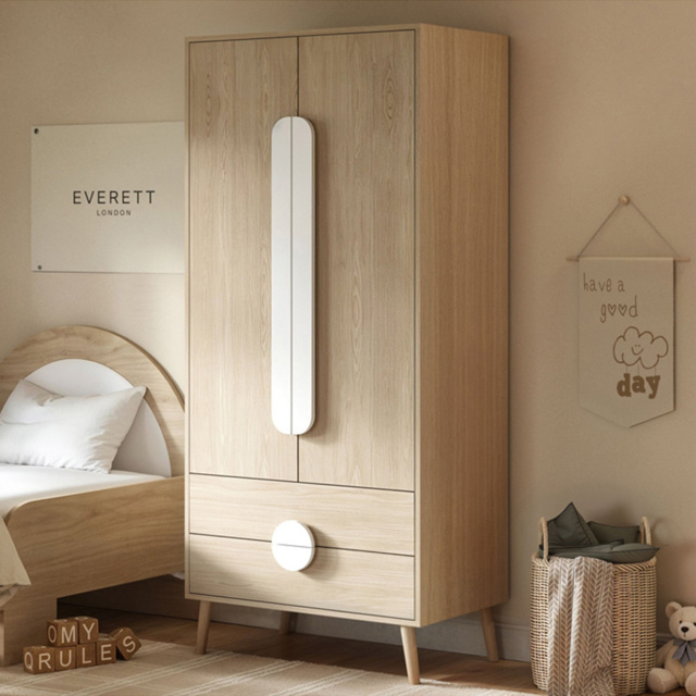 Flair Noah Oak and White 2 Door 2 Drawer Wardrobe - image 1
