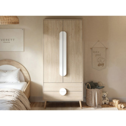 Flair Noah Oak and White 2 Door 2 Drawer Wardrobe - thumbnail 4