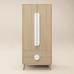 Flair Noah Oak and White 2 Door 2 Drawer Wardrobe - thumbnail 3