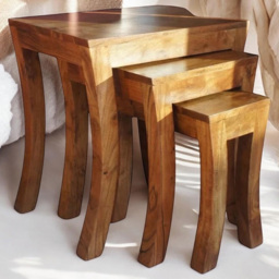 Acacia Home Brown Nest of Tables 50cm Set of 3 - thumbnail 1