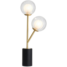Merano Rome 2 Light Glass Satin Brass Plate Table Lamp