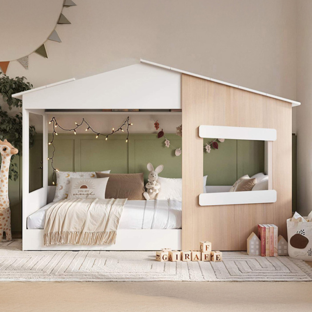 Flair Dreamland White and Oak Play House Bed Frame - image 1