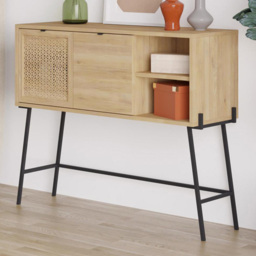 FWStyle Naive Oak 2 Door 2 Shelf Sideboard with Black Metal Frame