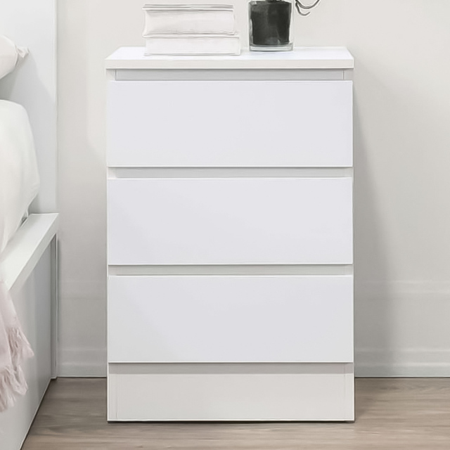 Oslo 3 Drawer White Bedside Table - image 1
