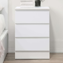 Oslo 3 Drawer White Bedside Table - thumbnail 1