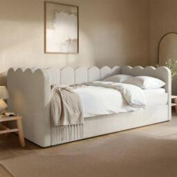 Flair Esme Beige Boucle Cloud Day Bed with Trundle