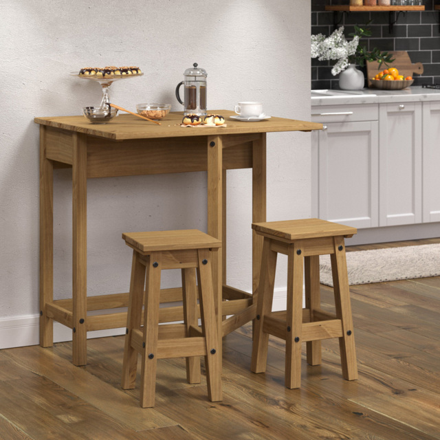 Corona 2 Seater Drop Leaf Breakfast Table Set Antique Wax - image 1