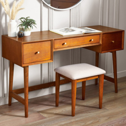 Julian Bowen Lowry 3 Drawer Cherry Ash Wood Dressing Table Set