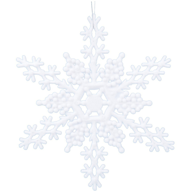 Santa's Chalet White Flocked Snowflake Hanging Christmas Decoration - image 1