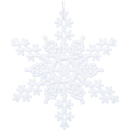 Santa's Chalet White Flocked Snowflake Hanging Christmas Decoration - thumbnail 1