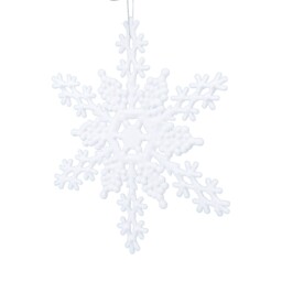 Santa's Chalet White Flocked Snowflake Hanging Christmas Decoration - thumbnail 3