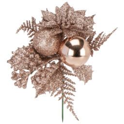 Single Poinsettia Glitter Pick Christmas Decoration in Assorted styles - thumbnail 2