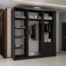 M N Furniture Modern 2 Door Black Mirrored Sliding Wardrobe 150cm - thumbnail 4