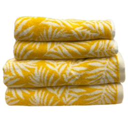 Bellissimo Botanical Turkish Cotton Ochre Hand and Bath Towels Set of 4