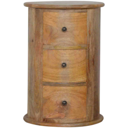 Artisan Furniture Brown 3 Drawer Solid Wood Drum Chest - thumbnail 2