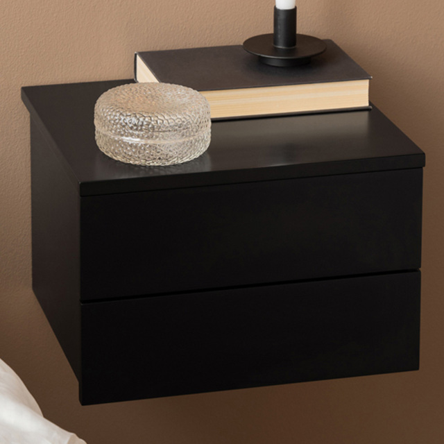 Florence Avignon 2 Drawer Black Bedside Table - image 1