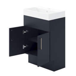 Bliss 600mm Floor Standing 2 Door Vanity Unit & Basin - Indigo Blue - thumbnail 3