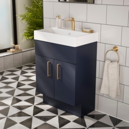 Bliss 600mm Floor Standing 2 Door Vanity Unit & Basin - Indigo Blue - thumbnail 1