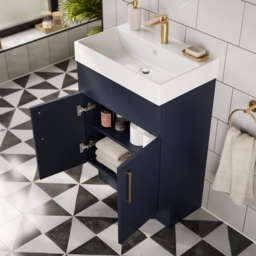 Bliss 600mm Floor Standing 2 Door Vanity Unit & Basin - Indigo Blue - thumbnail 2