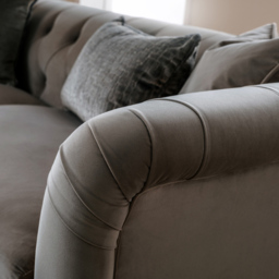 3 Seater Mushroom Velvet Large Sofa - thumbnail 2