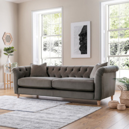 3 Seater Mushroom Velvet Large Sofa - thumbnail 4