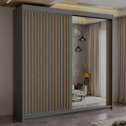 Sliding Wardrobes 4U Royal 2 Door Grey Mirror Minimalist Wardrobe