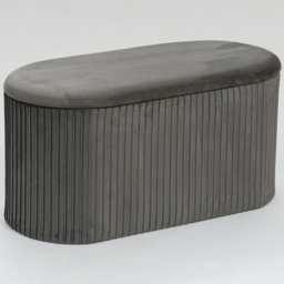 Home Source Aurora Grey Velvet Lift Top Storage Ottoman - thumbnail 3
