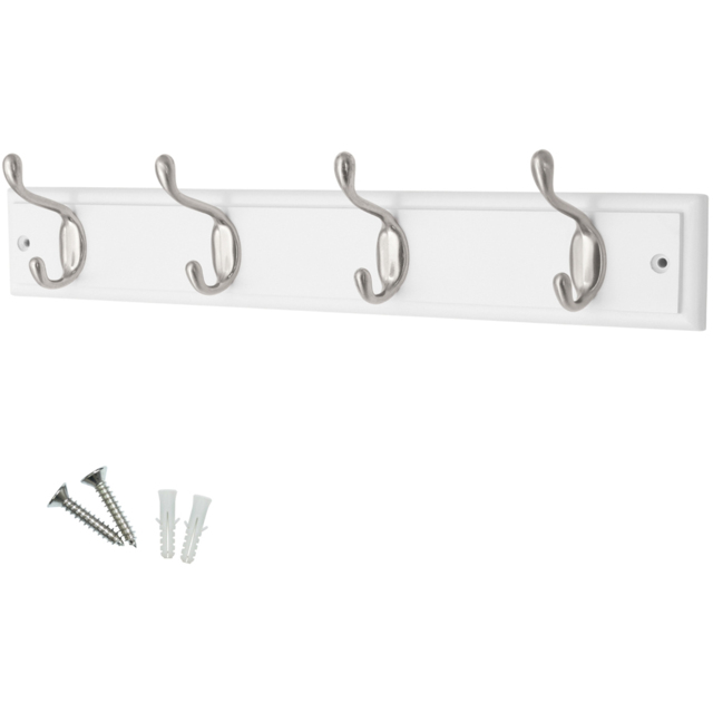 Headbourne White and Satin Nickel 4 Hook Coat Rail - image 1