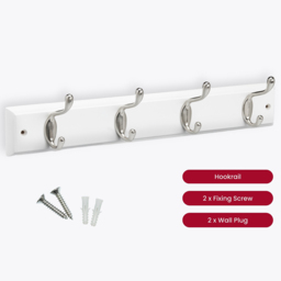 Headbourne White and Satin Nickel 4 Hook Coat Rail - thumbnail 3