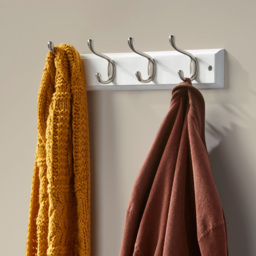 Headbourne White and Satin Nickel 4 Hook Coat Rail - thumbnail 2