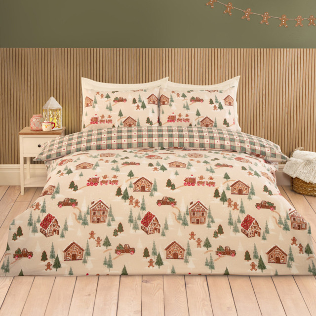 Gingerbread Town Duvet Set Natural King - image 1