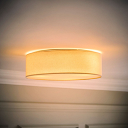 ValueLights Gwen White Linen Shade with Diffuser LED Flush Ceiling Light - thumbnail 2