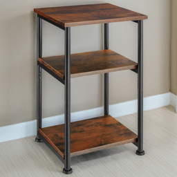 tectake Memphis 3 Tier Dark Rustic Wooden Side Table