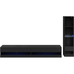 GFW Galicia 6 Shelf Black Compact Wall Mounted LED Media Set - thumbnail 2