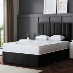 DS Living Amelia Double Black Upholstered Panel Divan Bed with 2 Drawer