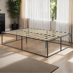 tectake Kyoto Black Double Bed Frame - thumbnail 1